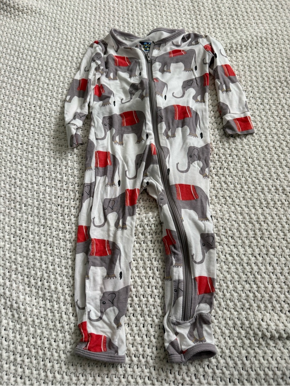 Kickee Pants Bamboo Sleeper One Piece Elephants Size 12-18M